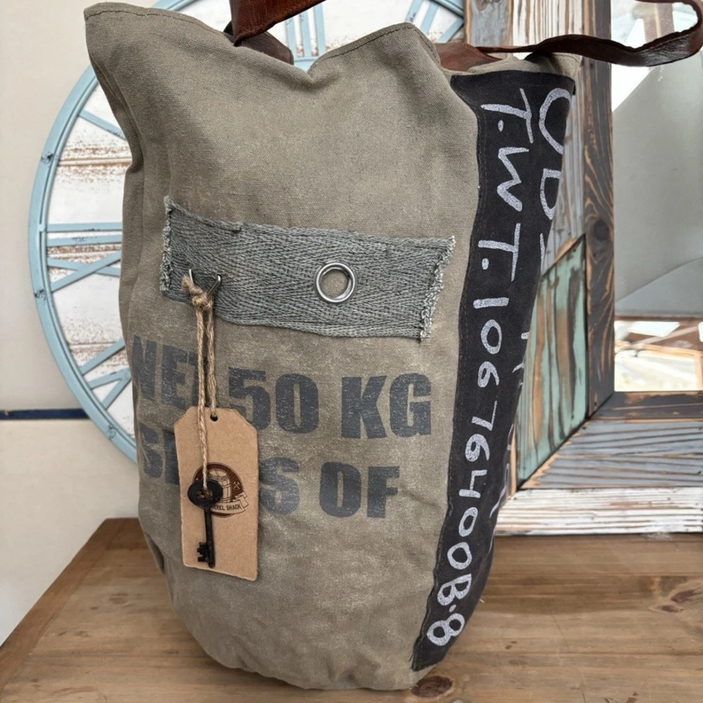 Mariette-Handmade Duffel Bag with Antique Key Detail from the Barrel Shack - Picture 4 of 7